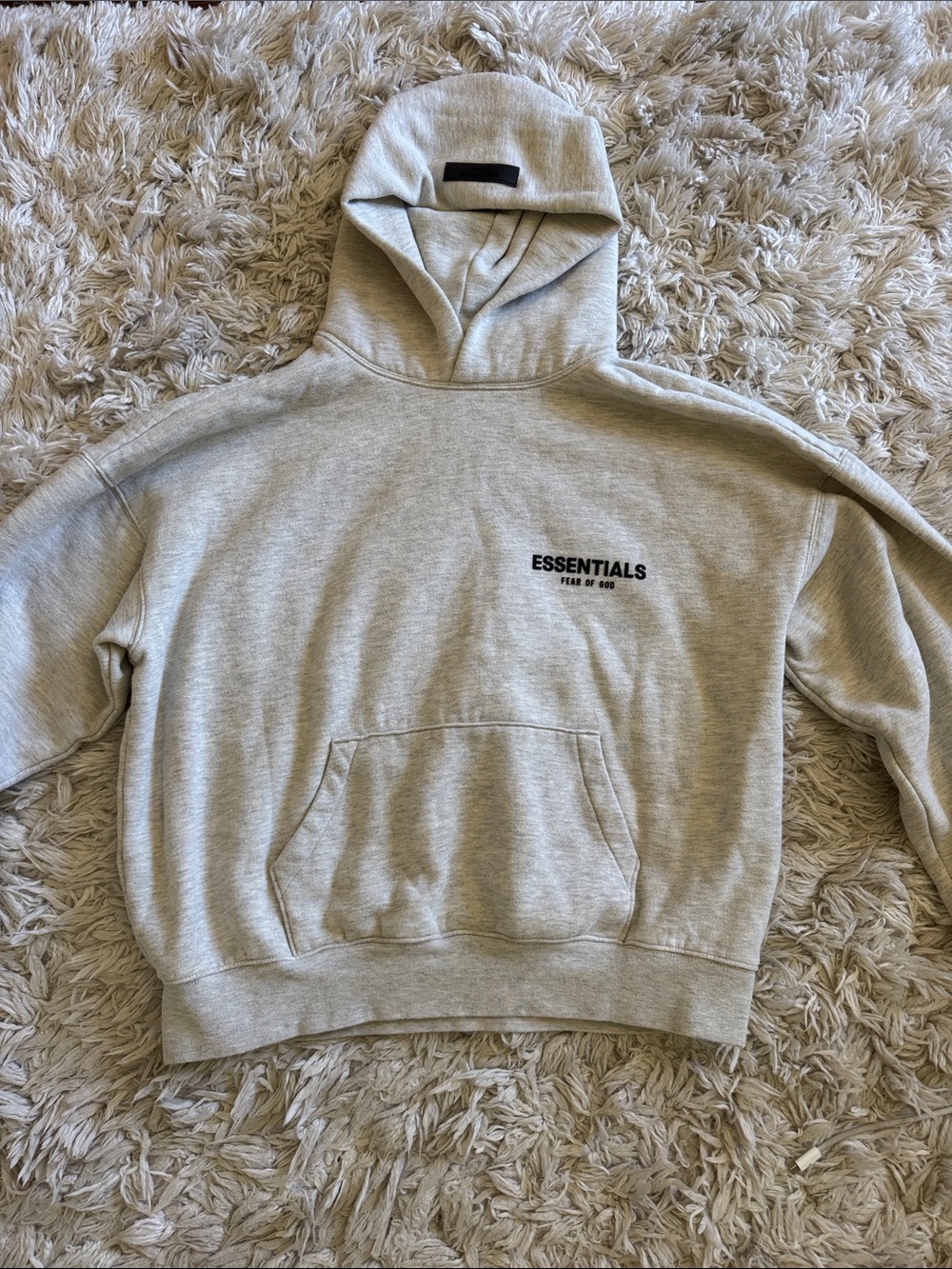 Essentials Men’s Light Gray Hoodie with Small Chest Logo